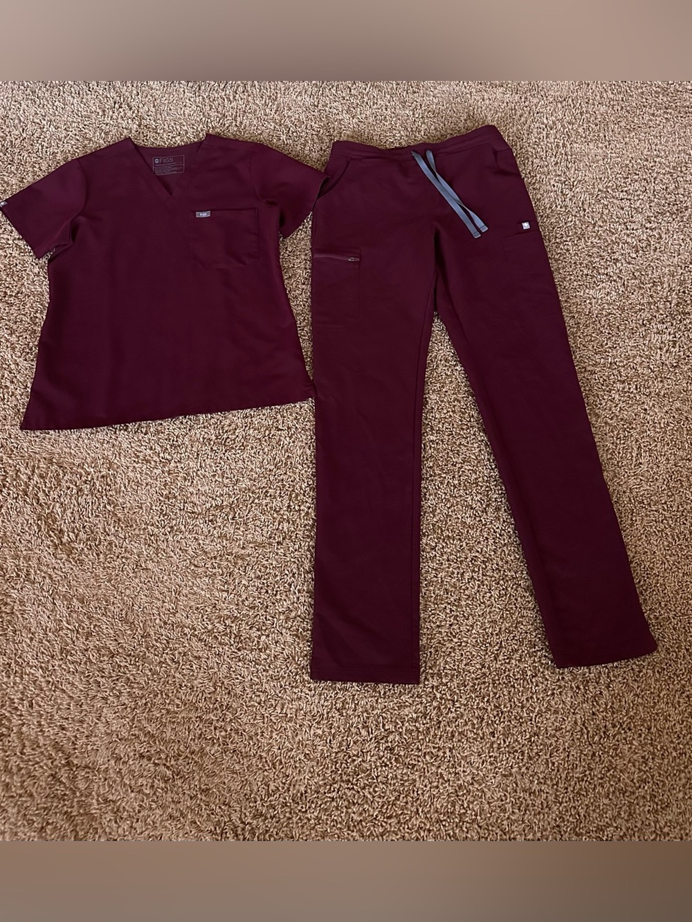 Figs Burgundy Scrub Set Small Tall